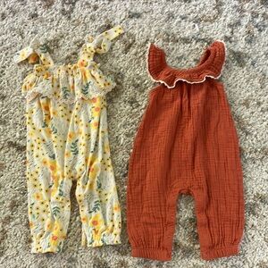 Floral and Rust Kids Rompers Size 3-6 months